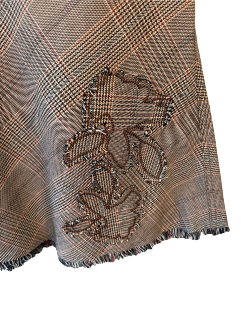 Jessica Sport Brown Tweed Embroidered A-Line Skirt Size 12 Preppy Cottagecore - Picture 10 of 12